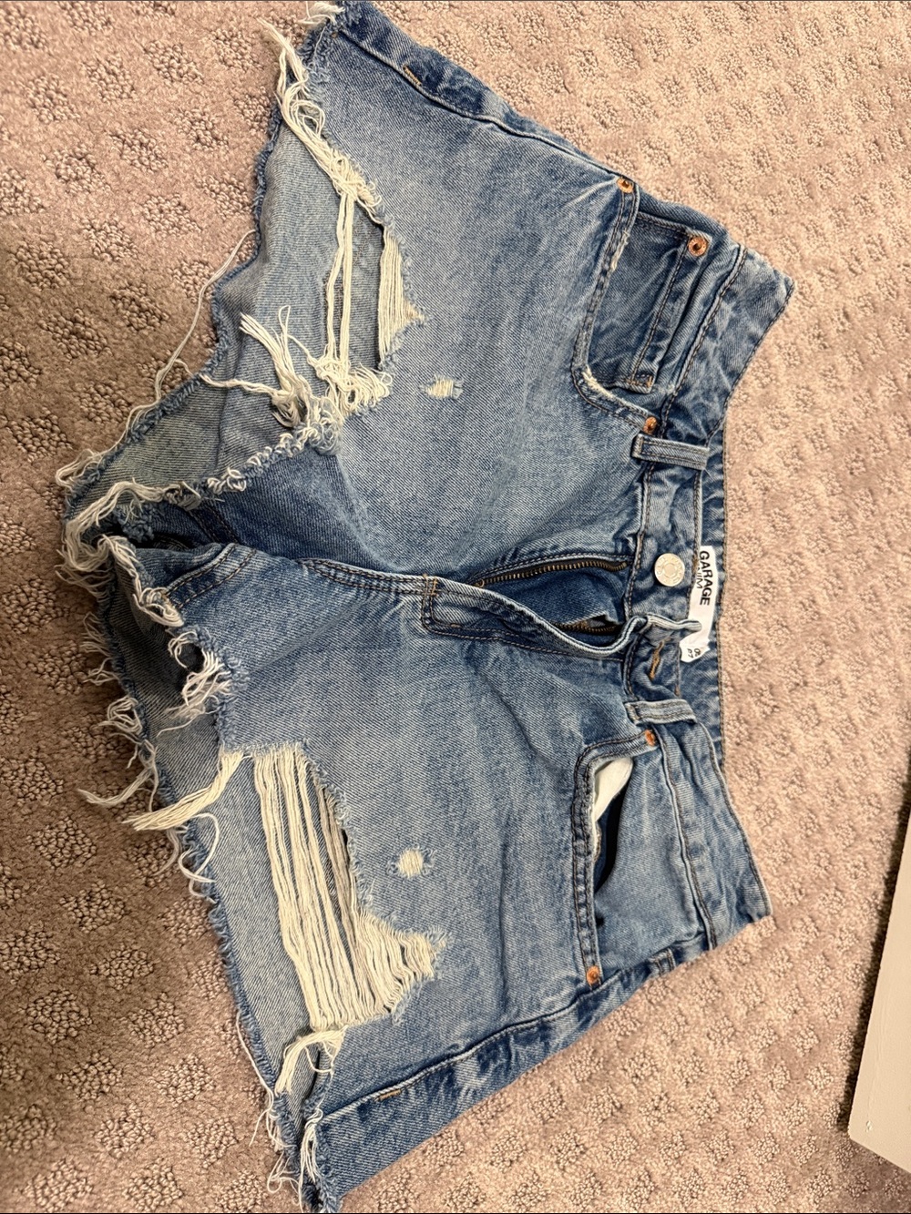 Garage Distressed Light Blue Denim Shorts